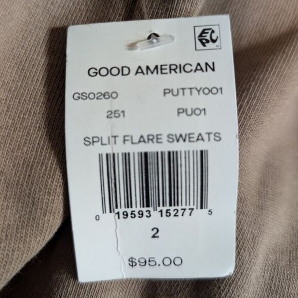 Good American Split Flare Sweats Size 2  Putty/Light Brown New W/ Tags $95 MSRP - Picture 3 of 12